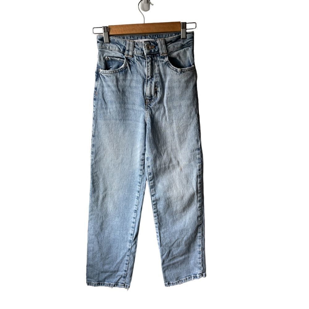 ZARA light wash high rise straight leg jeans size 2